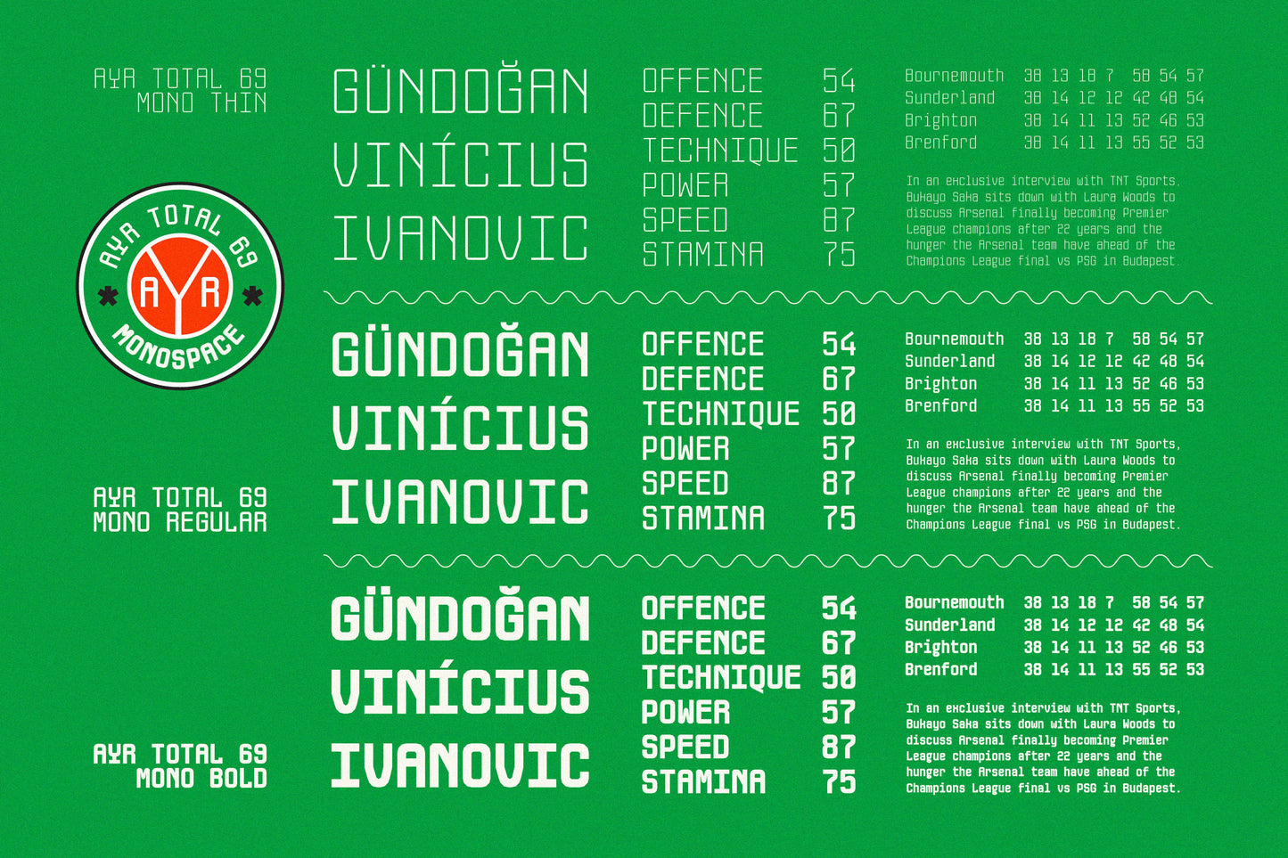Total 69 — Vintage Sports Font Collection